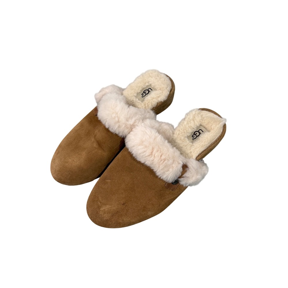UGG Scuffette II Chestnut Brown Suede Sheepskin Slippers Womens 5